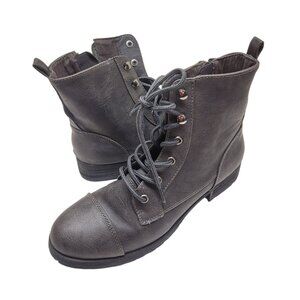 Vintage 90s Y2K American Eagle Gray Combat/Military Style Boots - Women's Size 9